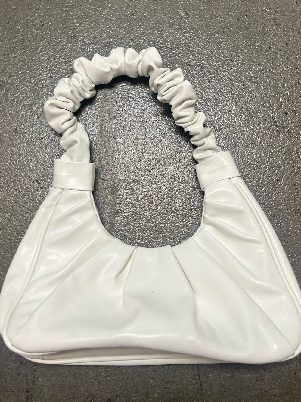 White Ruched Handle Shoulder Bag